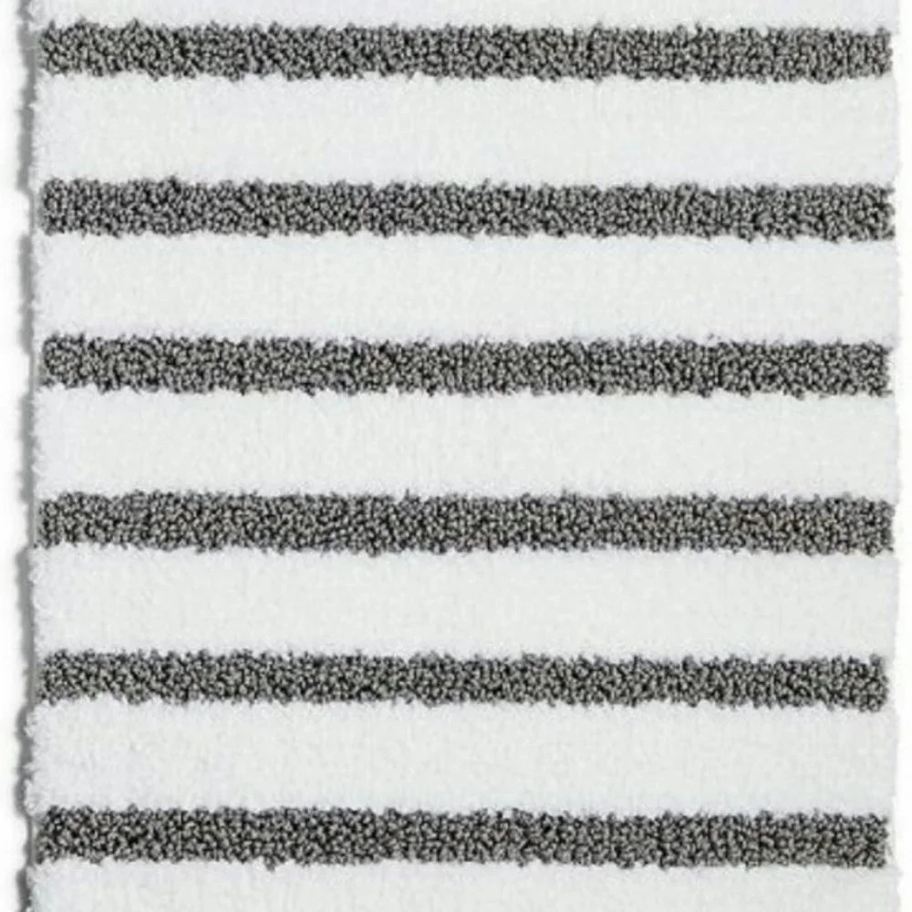 Charter Club Elite Stripe Skid Resistant Bath Rug Gray White